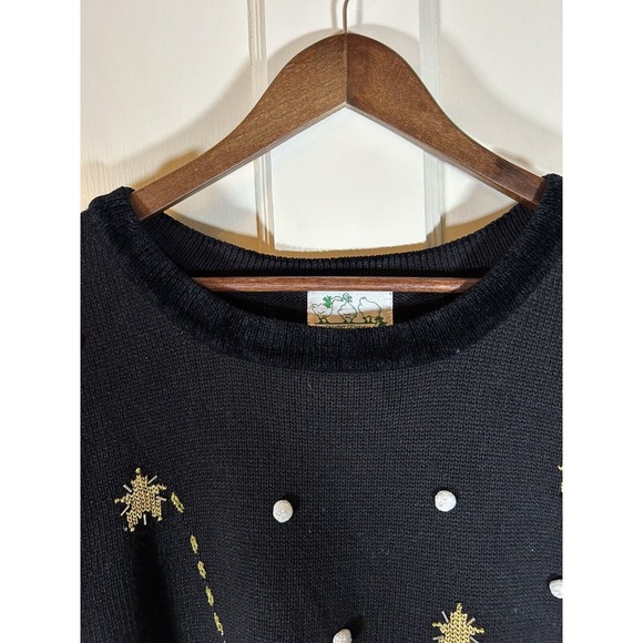 Vintage The Quacker Factory Snowman Christmas Sweater Ugly Christmas Black XL - Picture 3 of 11